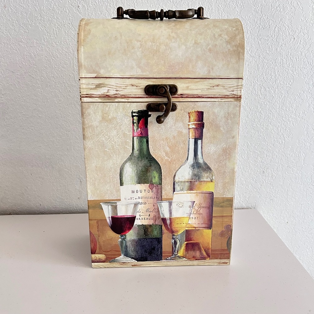 Art In Motion 2002 Vintage Gift Wine Box Two Bottle Carrier Tri-Coastal Design